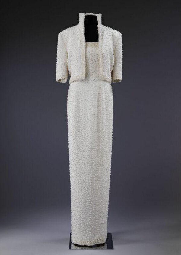 princess diana pearl dress That Time Princess Diana Out-Fashioned Everyone at the Fashion Awards in an Elvis Dress