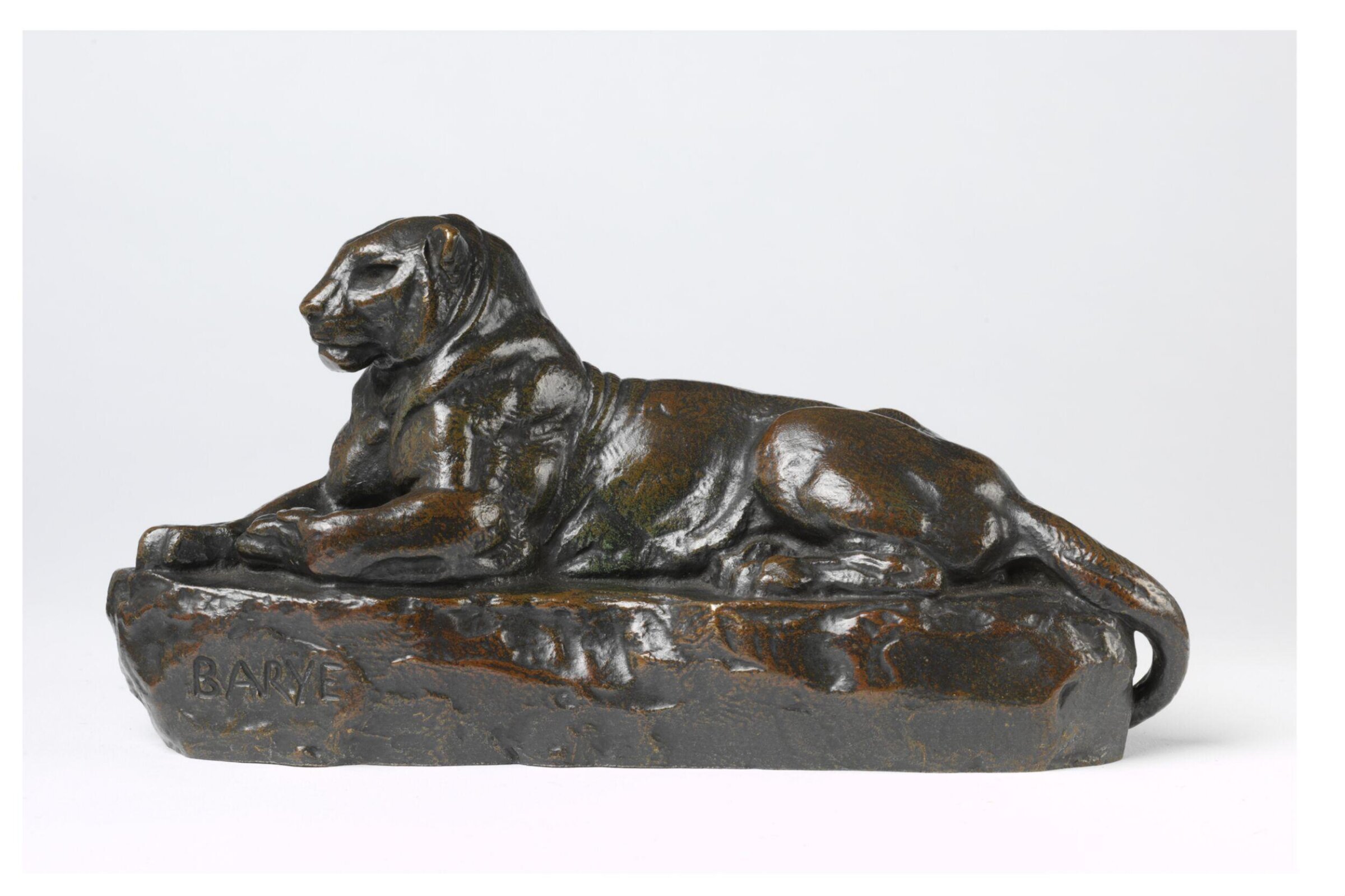 An Indian panther lying down, Ferdinand Barbédienne, 1890