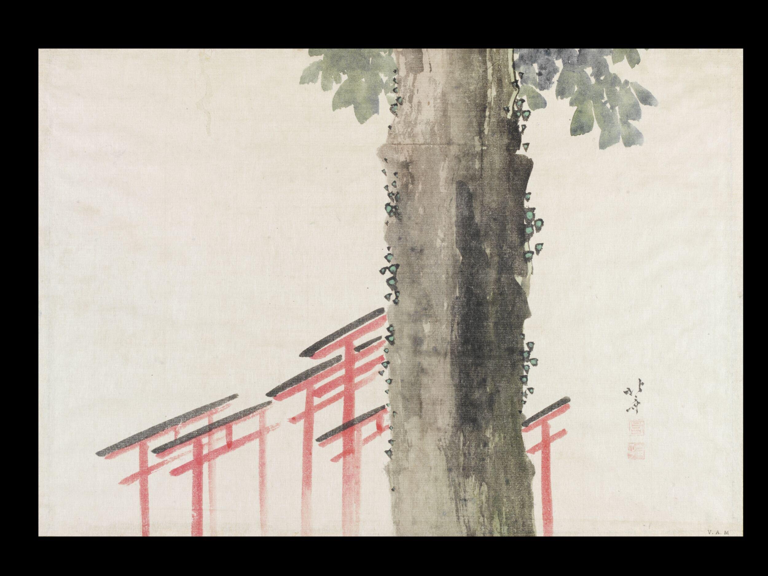 Giant Tree and Torii Gates by Katsushika Hokusai