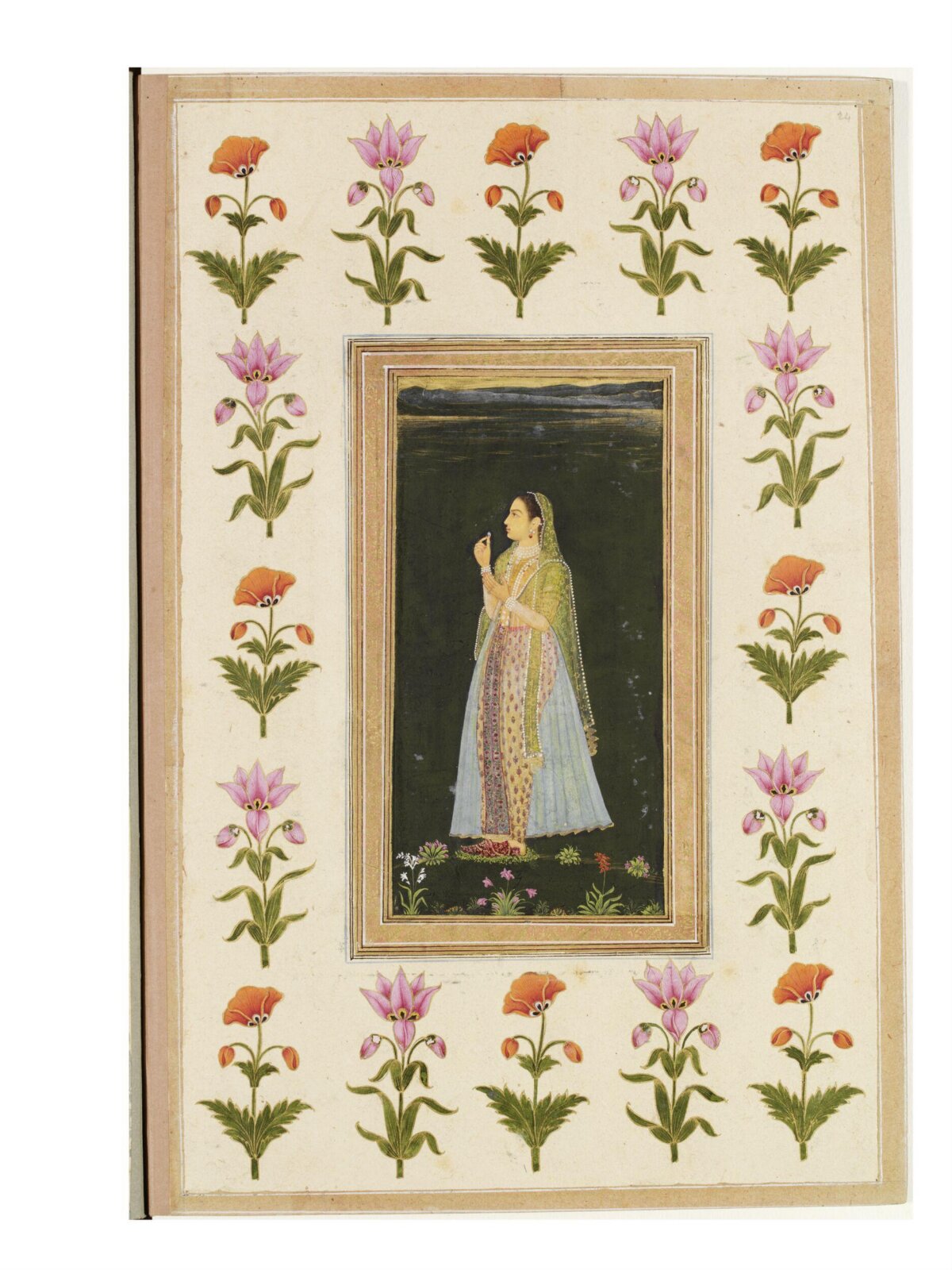 a lady holding a blossom, ca. 1650 - ca. 1750