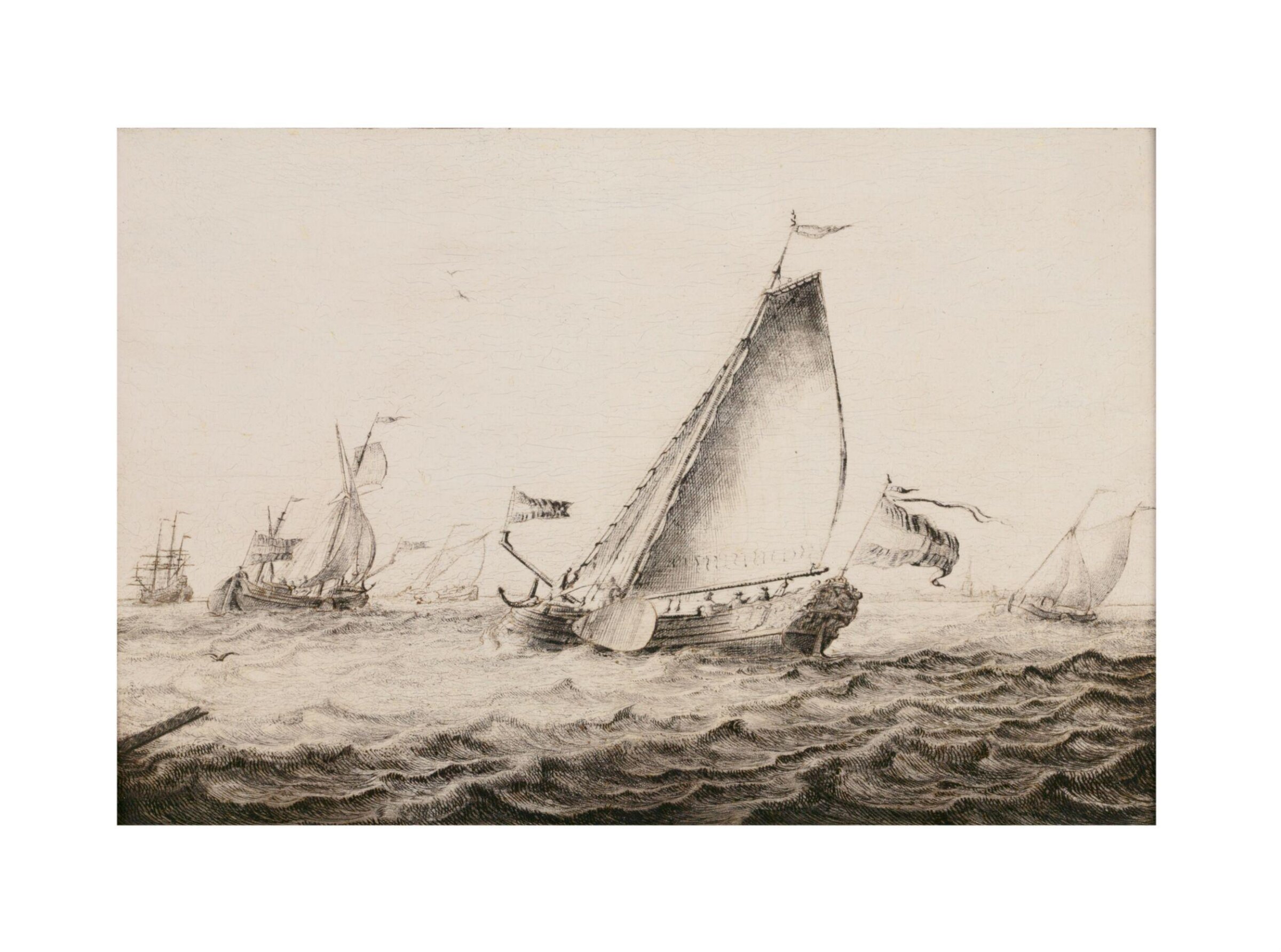 Yachts Sailing in a Breeze, Adriaen van der Salm, ca. 1692-1720