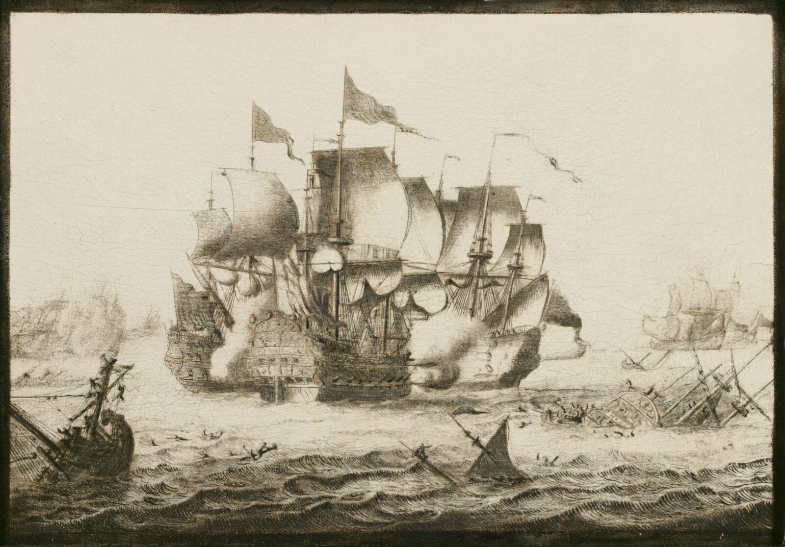 Naval Engagement, Adriaen van der Salm, ca. 1692-1720
