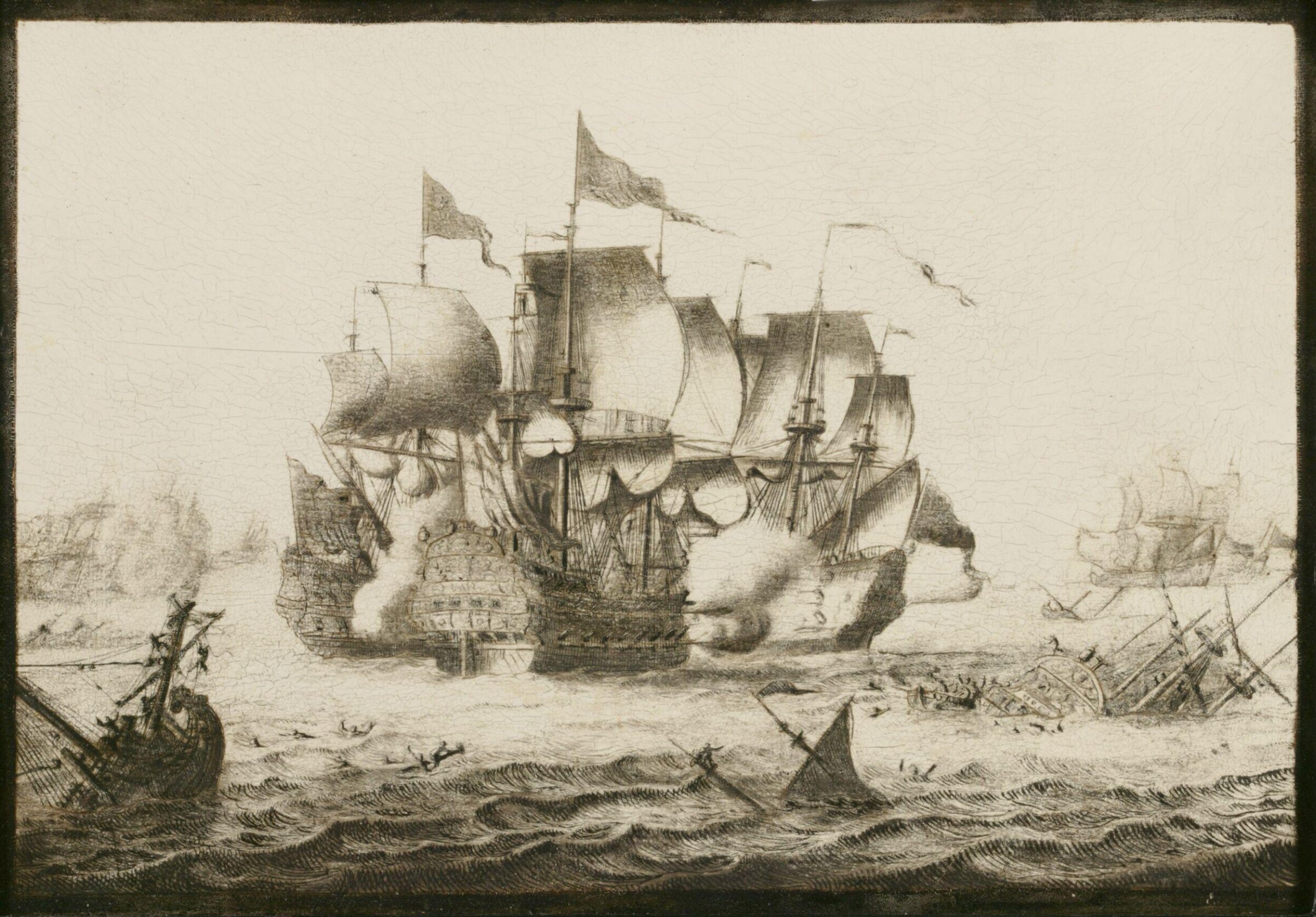 Naval Engagement, Adriaen van der Salm, ca. 1692-1720