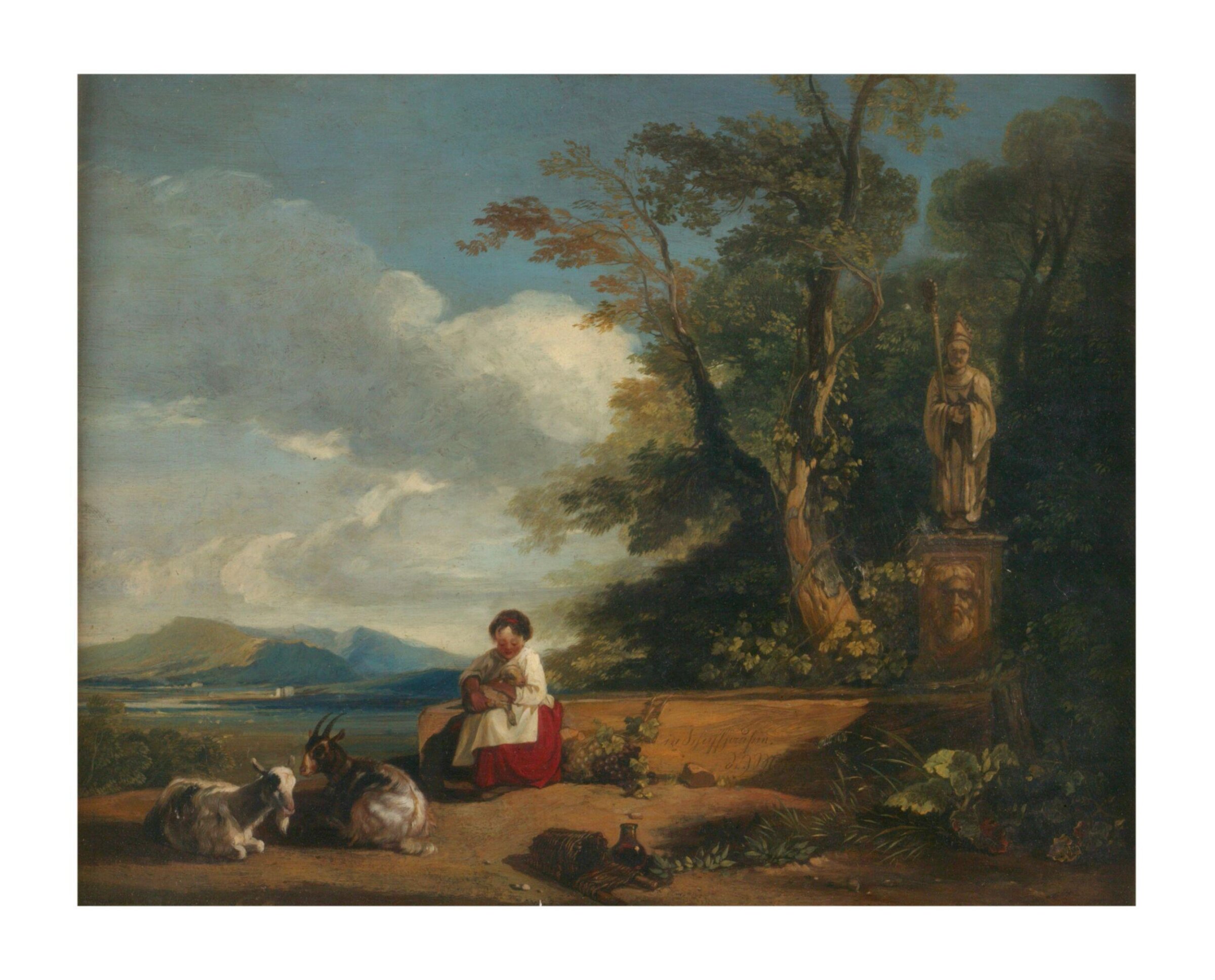 Girl with a Lamb, near Schaffhausen, William James Müller, 1835