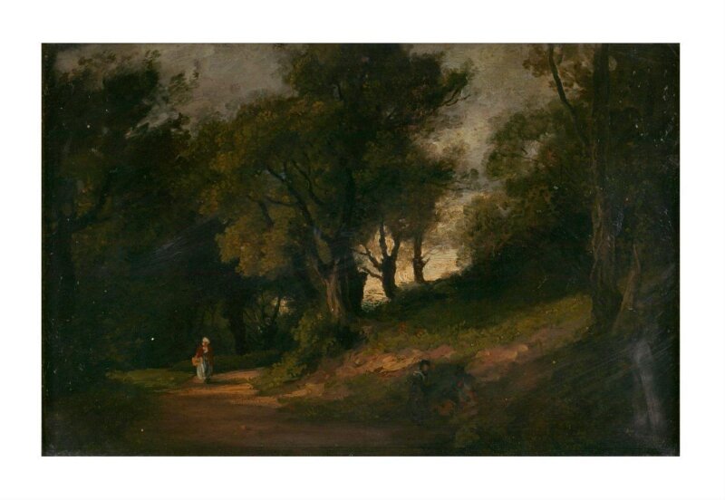 English Landscape with Figure of an Old Woman