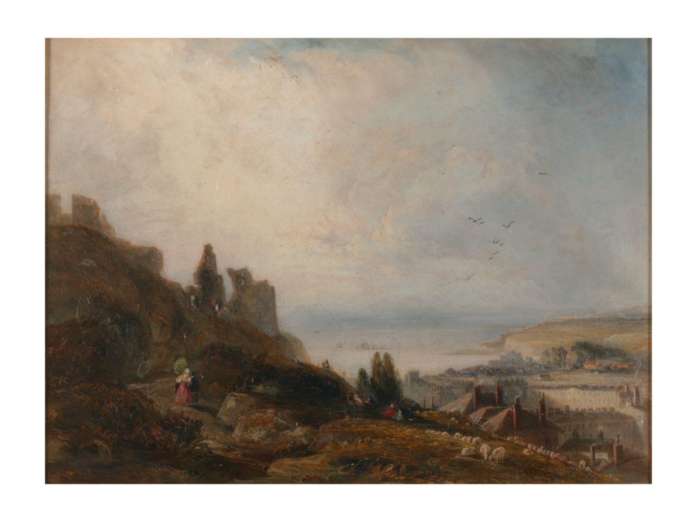 Hastings from the Castle Hill, Looking Towards St Leonards, Robert Brandard, 1830s