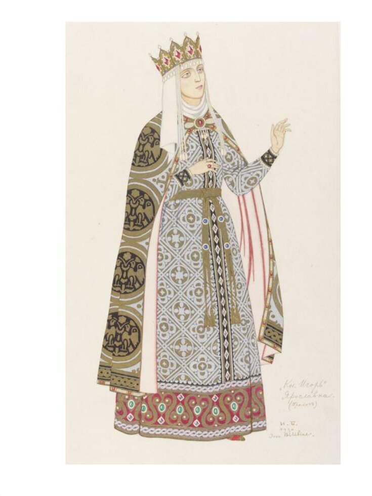Design for the costume of Yaroslavna. top image