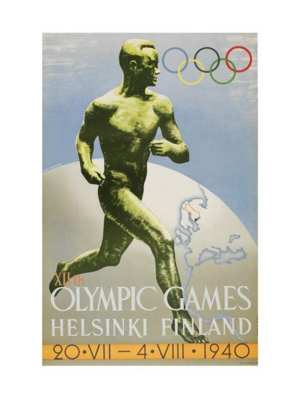 vintage poster reprint 1940 Helsinki Cancelled Olympics 