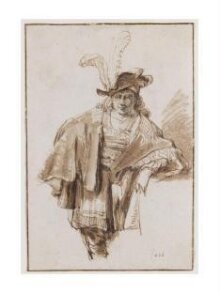 Man Standing Three-Quarter Length in a Plumed Hat and Rich Costume thumbnail 1