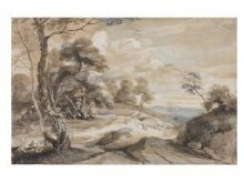 A Wooded Landscape with a Road Running Through a Cutting thumbnail 1