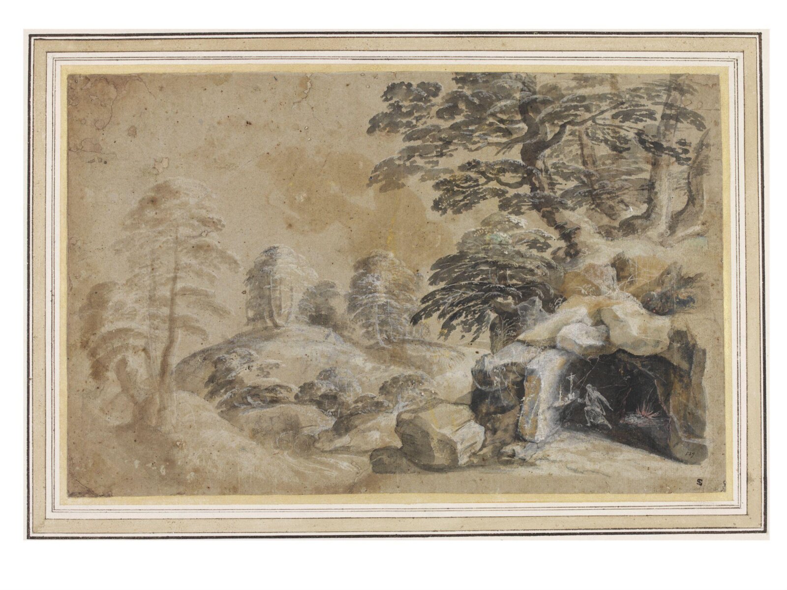 Landscape with a Hermit in a Rocky Grotto, late 16th century