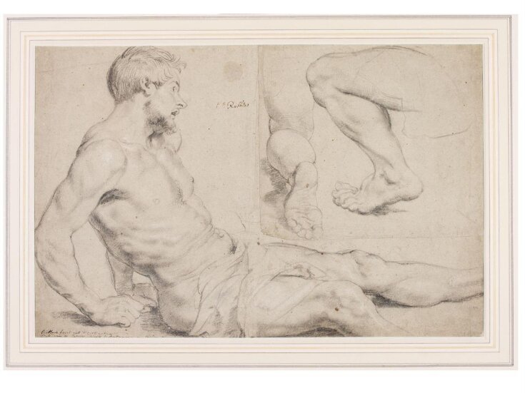Study of the Man Raised from the Dead and Two Studies of Legs in a Kneeling Position, for figures in "Miracles of St Francis Xavier" top image