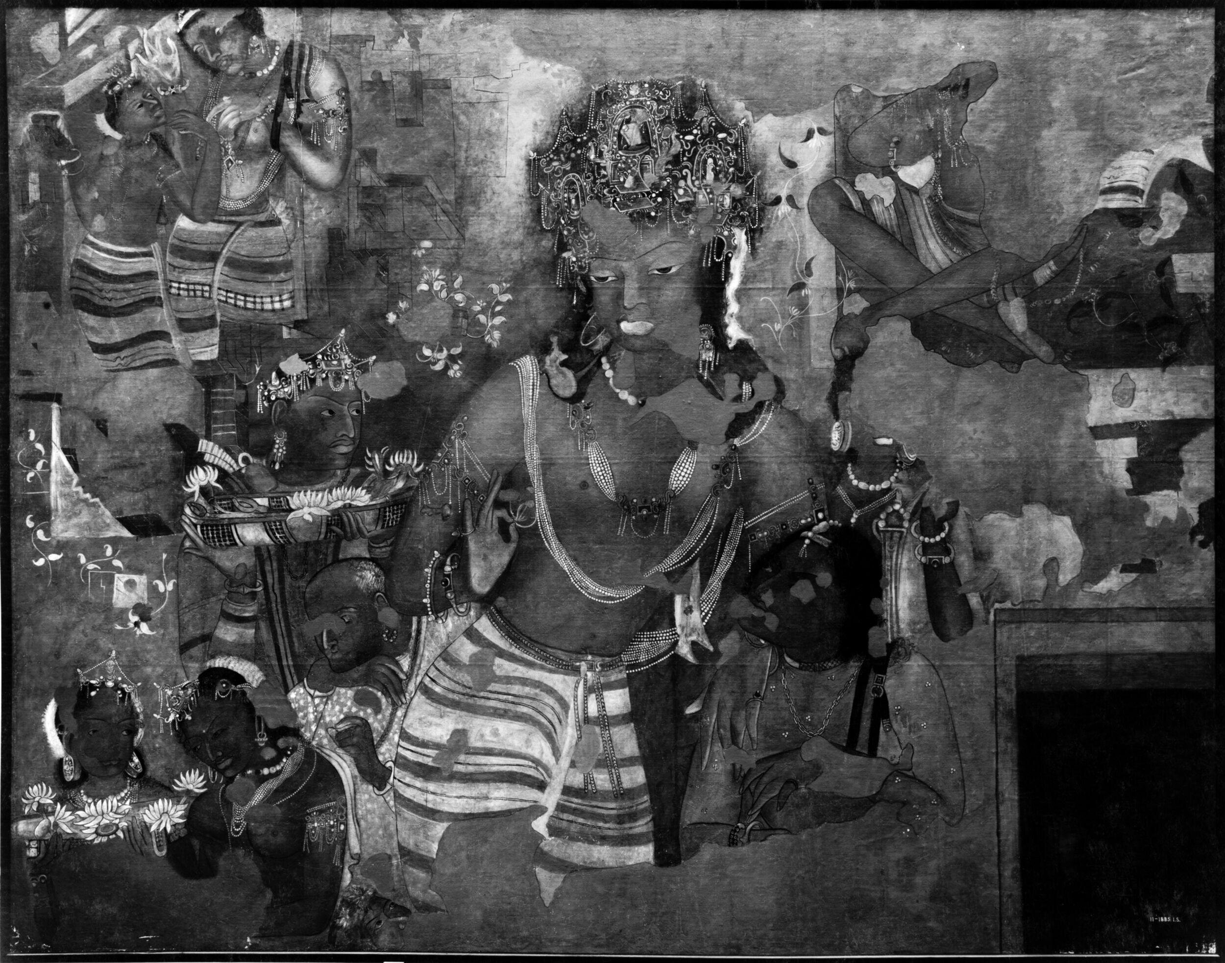Copy of painting inside the caves of Ajanta (Cave 1)