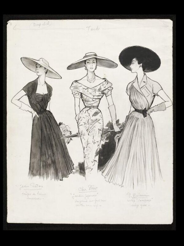 Fashion Drawing | Pierre Balmain | Christian Dior | Marc Bohan