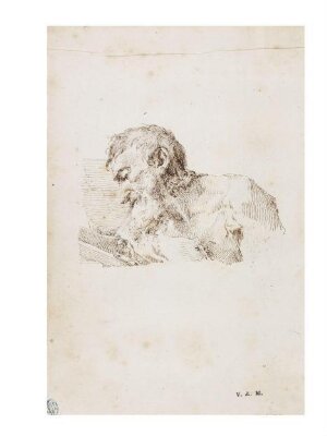 Page from a sketch book: No. 60 Man, 1/3 length, reading