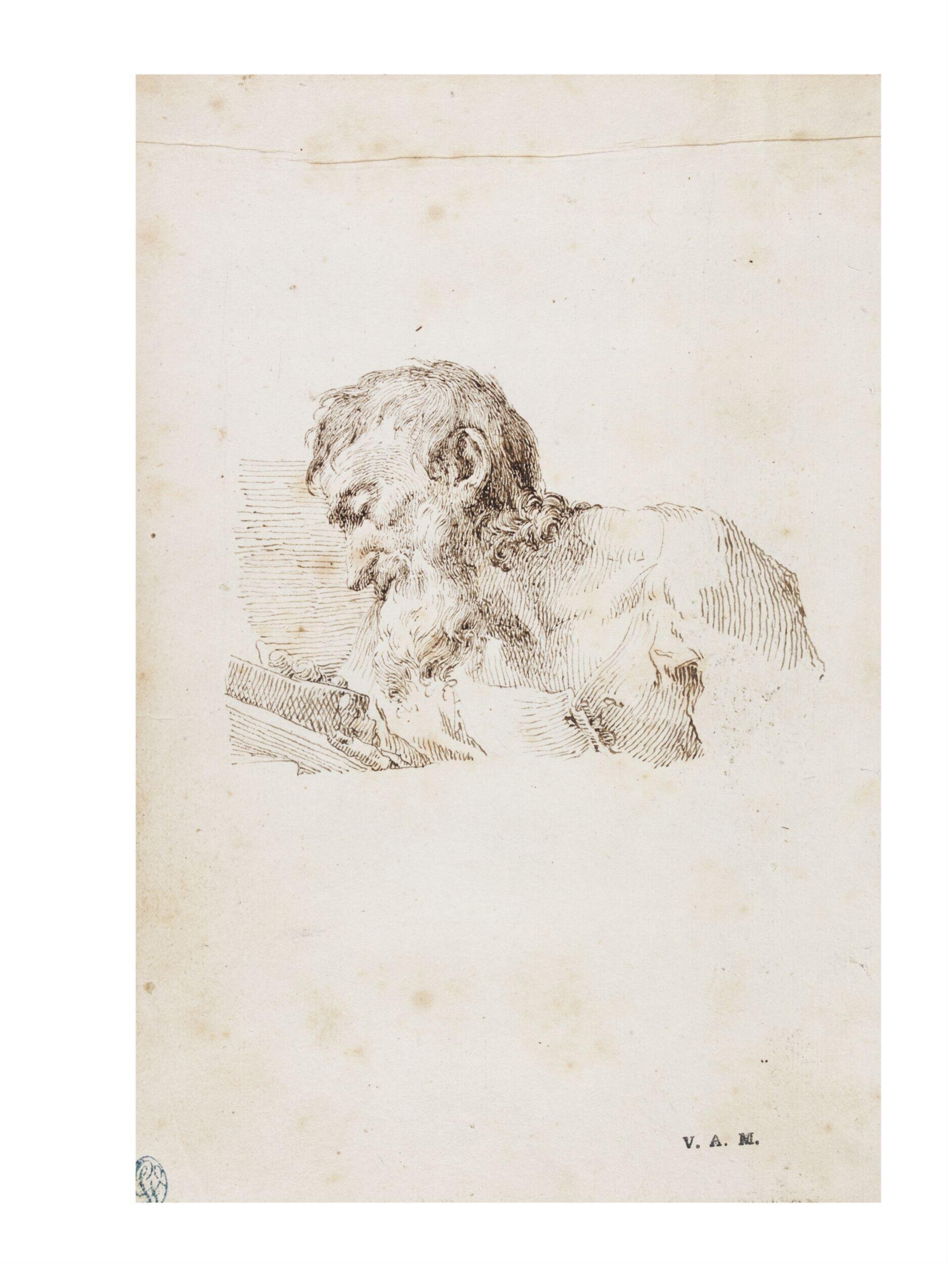 Page from a sketch book: No. 60 Man, 1/3 length, reading