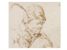 Head and Shoulders of a Peasant Wearing a Close-fitting Cap with a Feather thumbnail 1