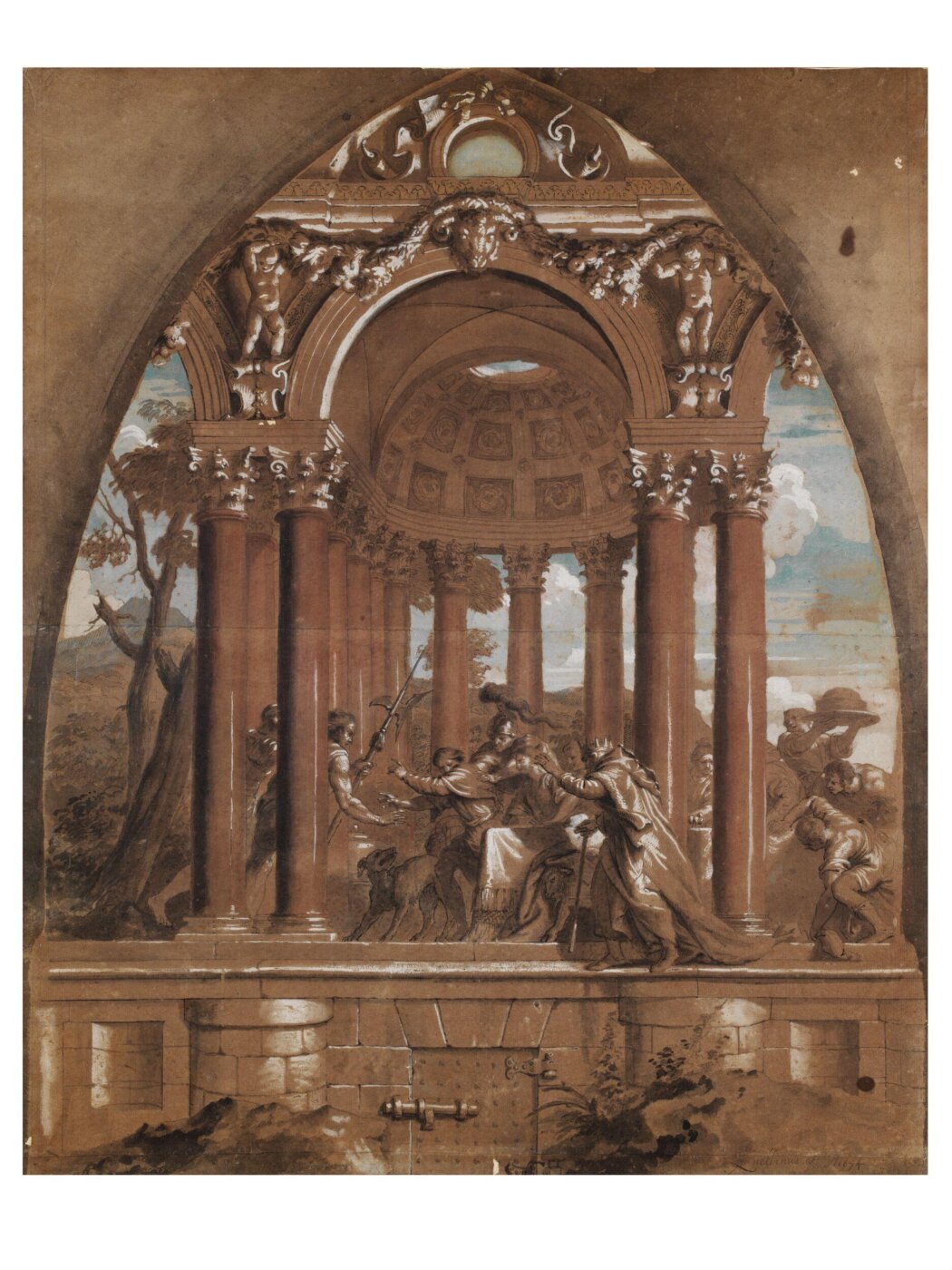 Jan Erasmus Quellinus, The Seizure of the Wedding Guest Without a Wedding Garment in an Imaginary Architectural Setting
