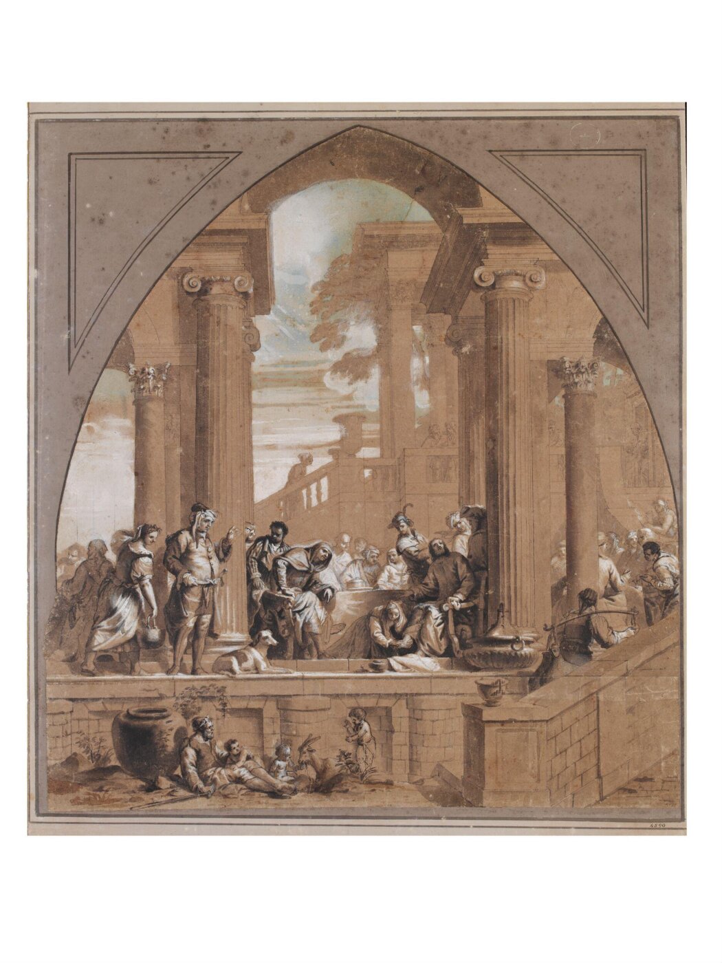 Jan Erasmus Quellinus, Christ at the Meal of Simon the Pharisee in an Imaginary Architectural Setting