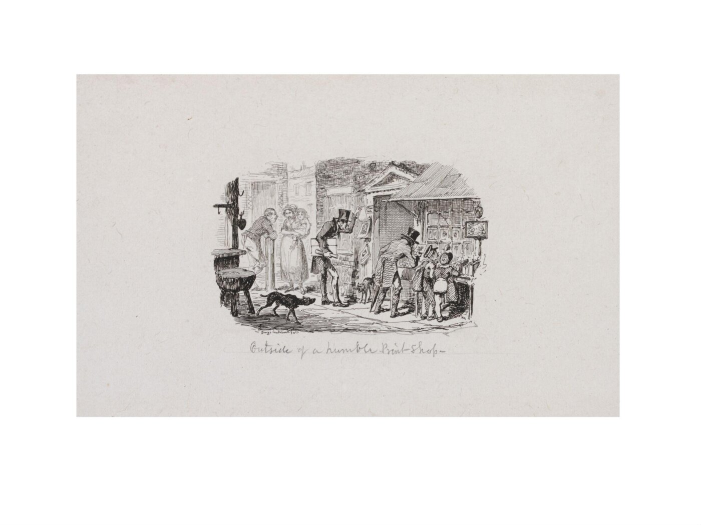 Cruikshank, George, Outside of a Humble Print Shop