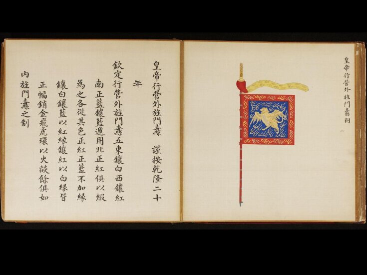 Explanatory text about the banner flown at the gate of the Outer Division of the Guard at the Emperor's travelling camp top image