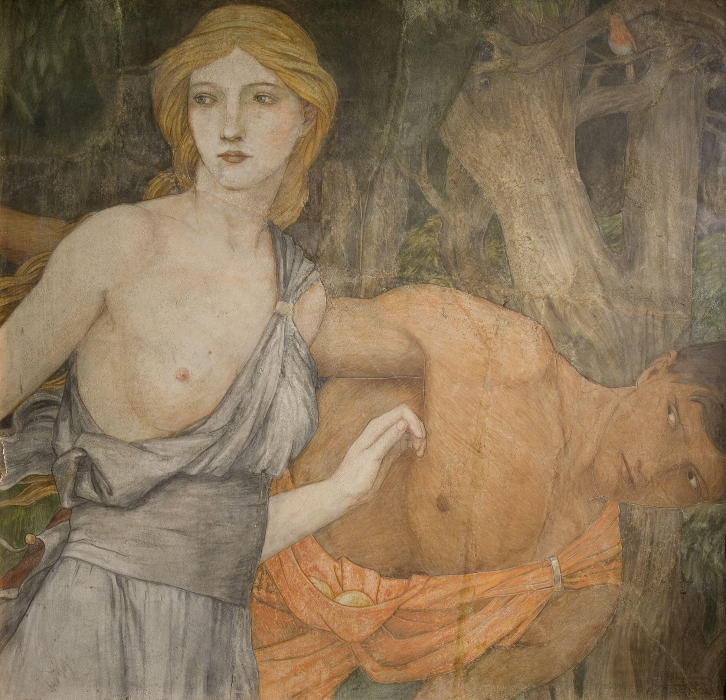 Atalanta and Milanion (detail of the fresco painting <i>Atlanta's Race</i>), John Dickson Batten, 1922