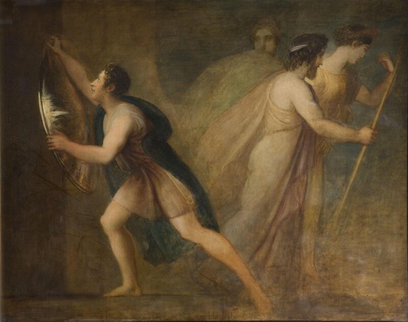 Orestes hanging up the shield of Agamemnon