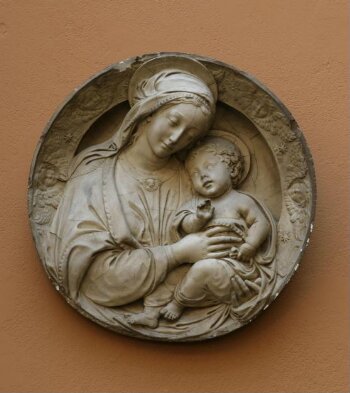 Virgin and Child with a border of cherubim