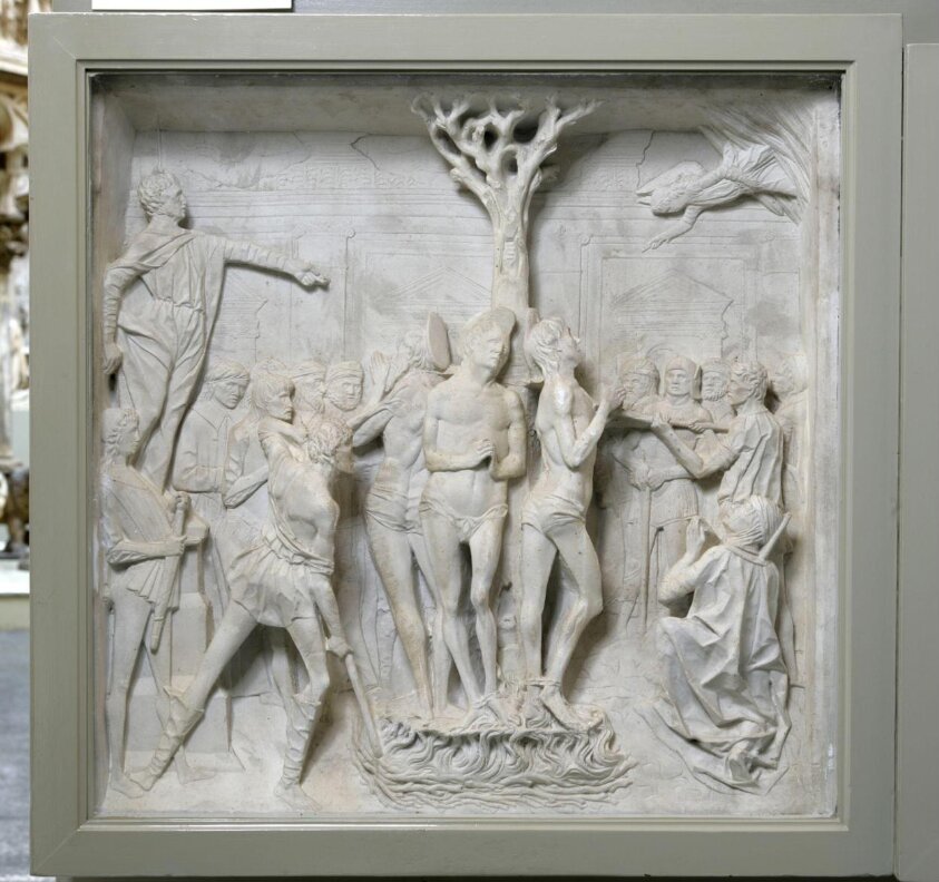 The Persian Martyrs are tied to a tree and burnt
