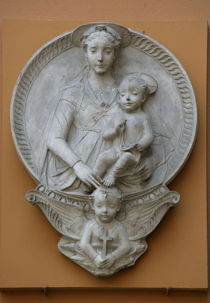 Virgin and child with an angel holding a cross top image