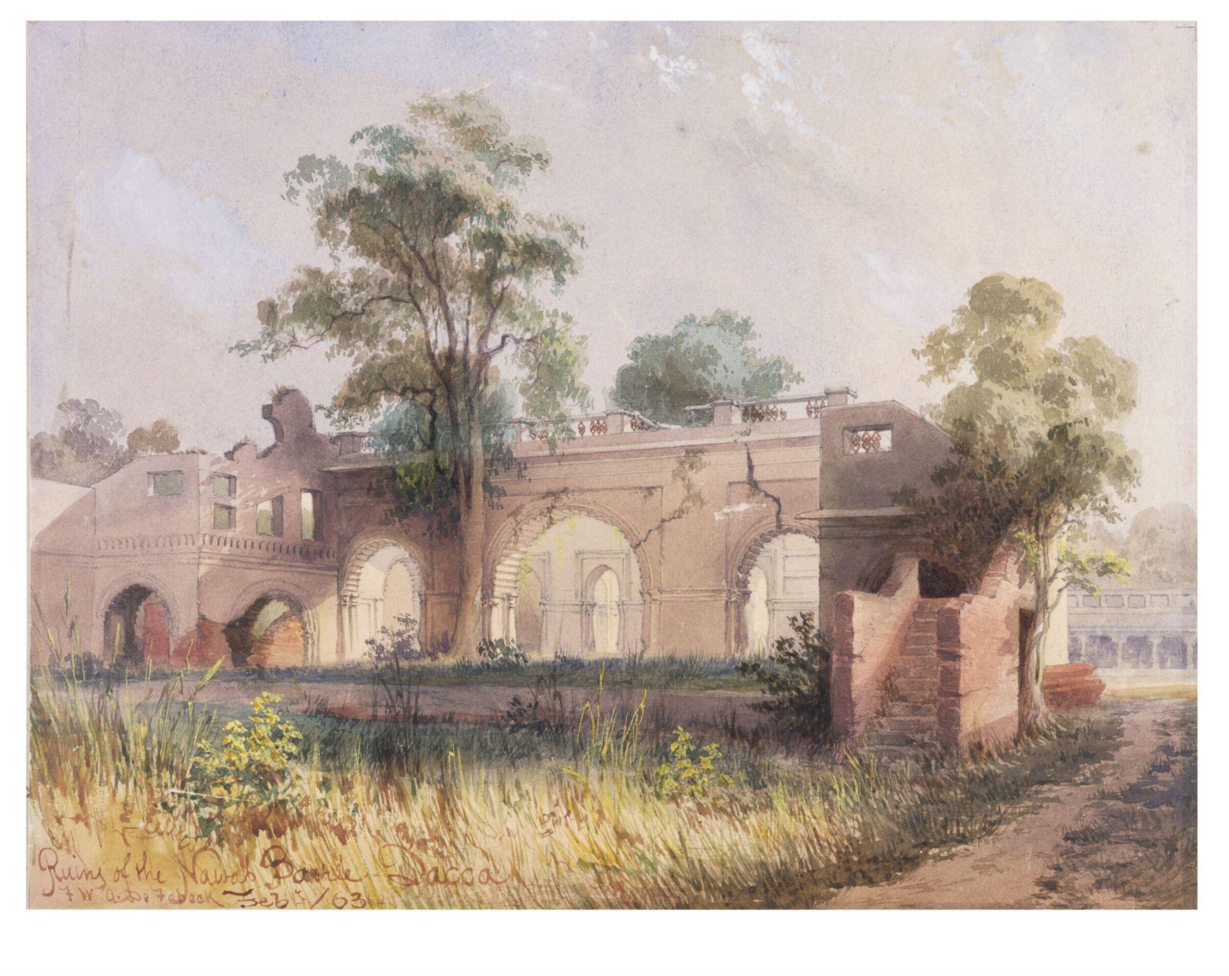 Ruins of the Nawab Baree - Dacca, Frederick William Alexander De Fabeck, 1863