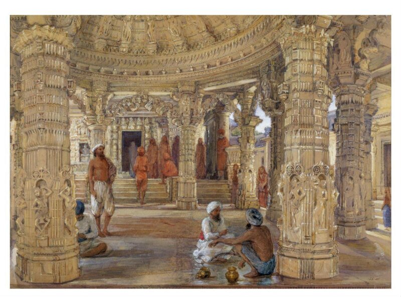 Interior of the domed entrance to the  Neminath temple, Dilwara, Mount Abu