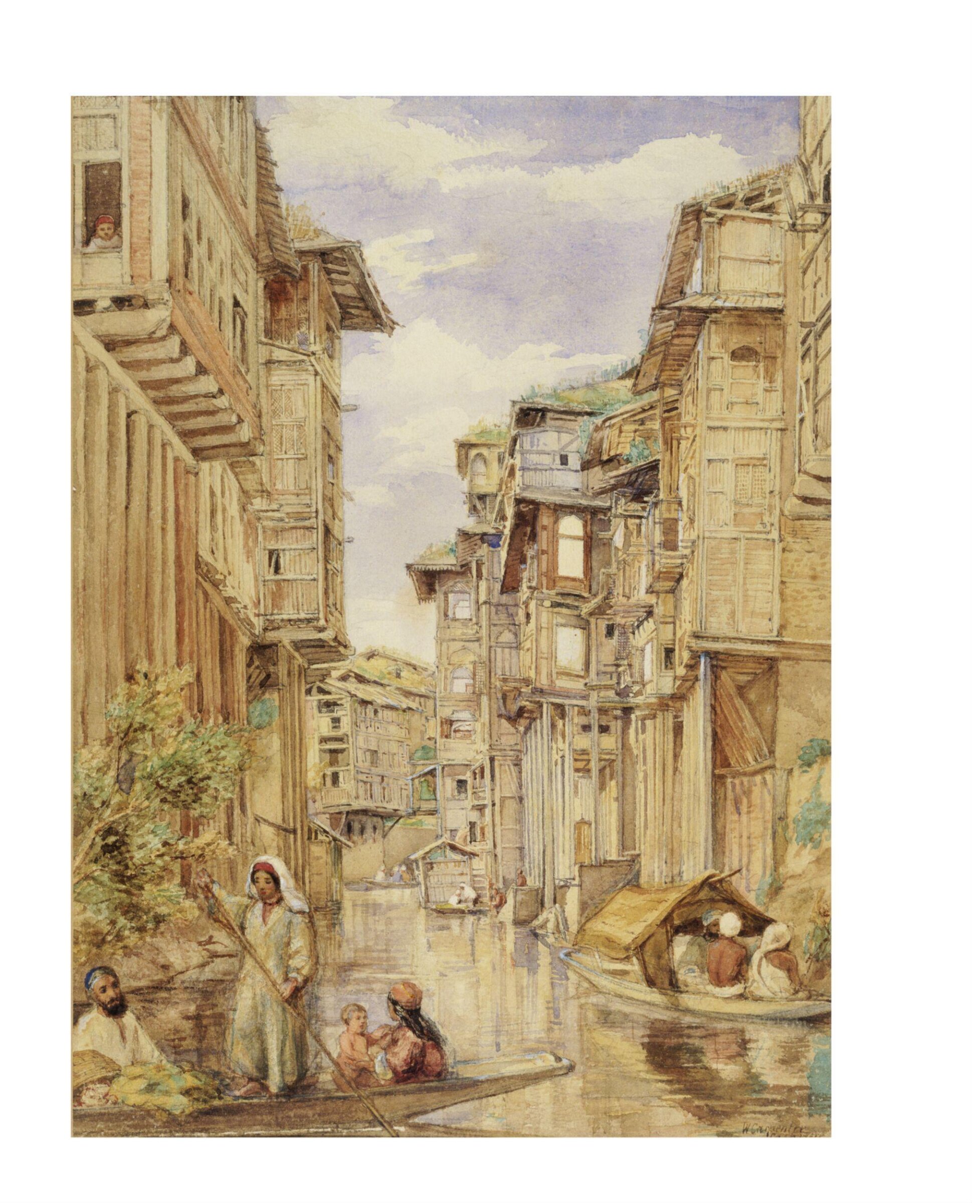 View on the Mar Canal, Srinagar, William Carpenter, 1855