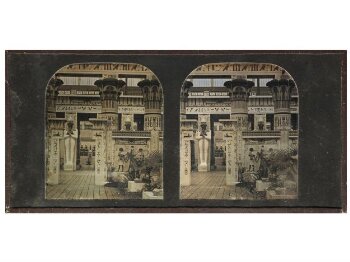 Stereoscopic view of the Egyptian Court at Crystal Palace in Sydenham