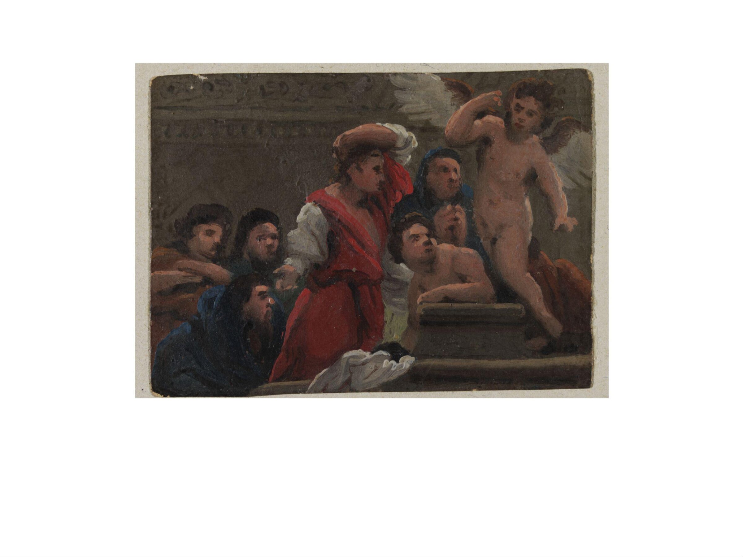 Crowd with Winged Figure (sketch for a picture), Benjamin West, late 18th century to early 19th century