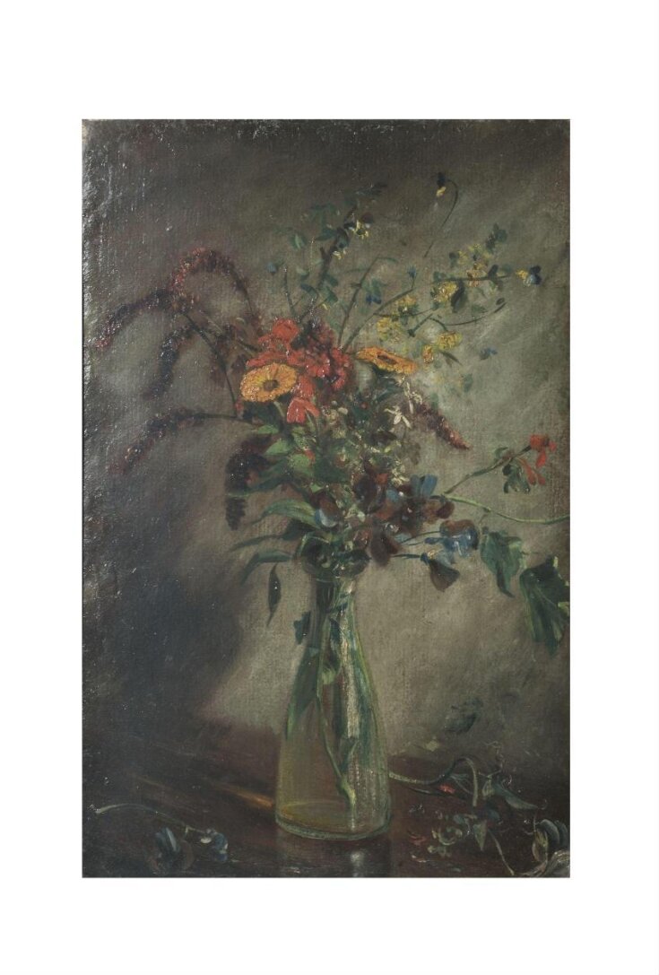 Study of flowers in a glass vase top image