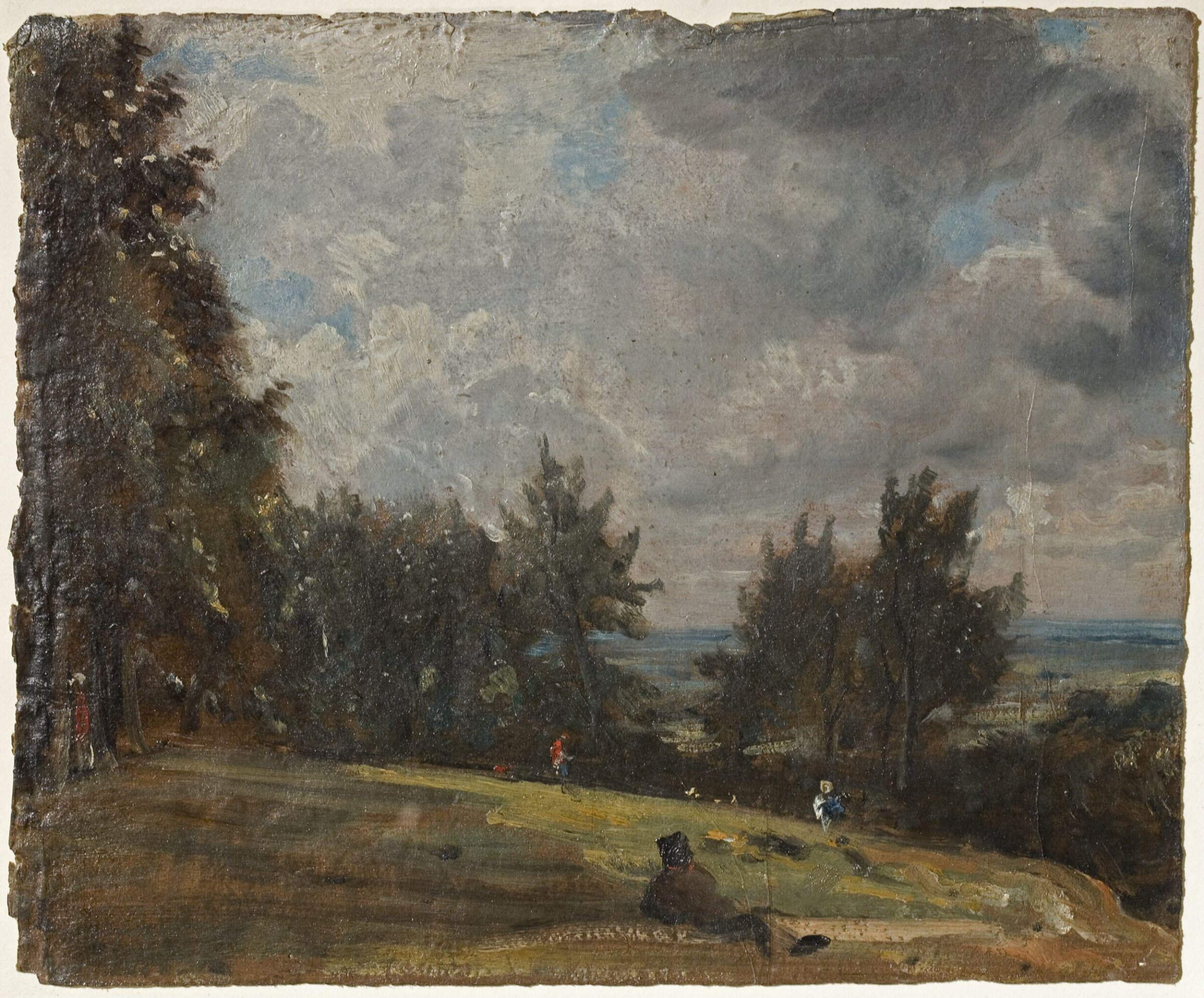 A View at Hampstead with Trees and Figures, John Constable, 1822