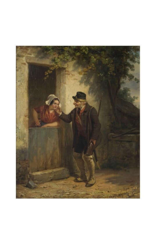 Game Keeper and Woman at Cottage Door