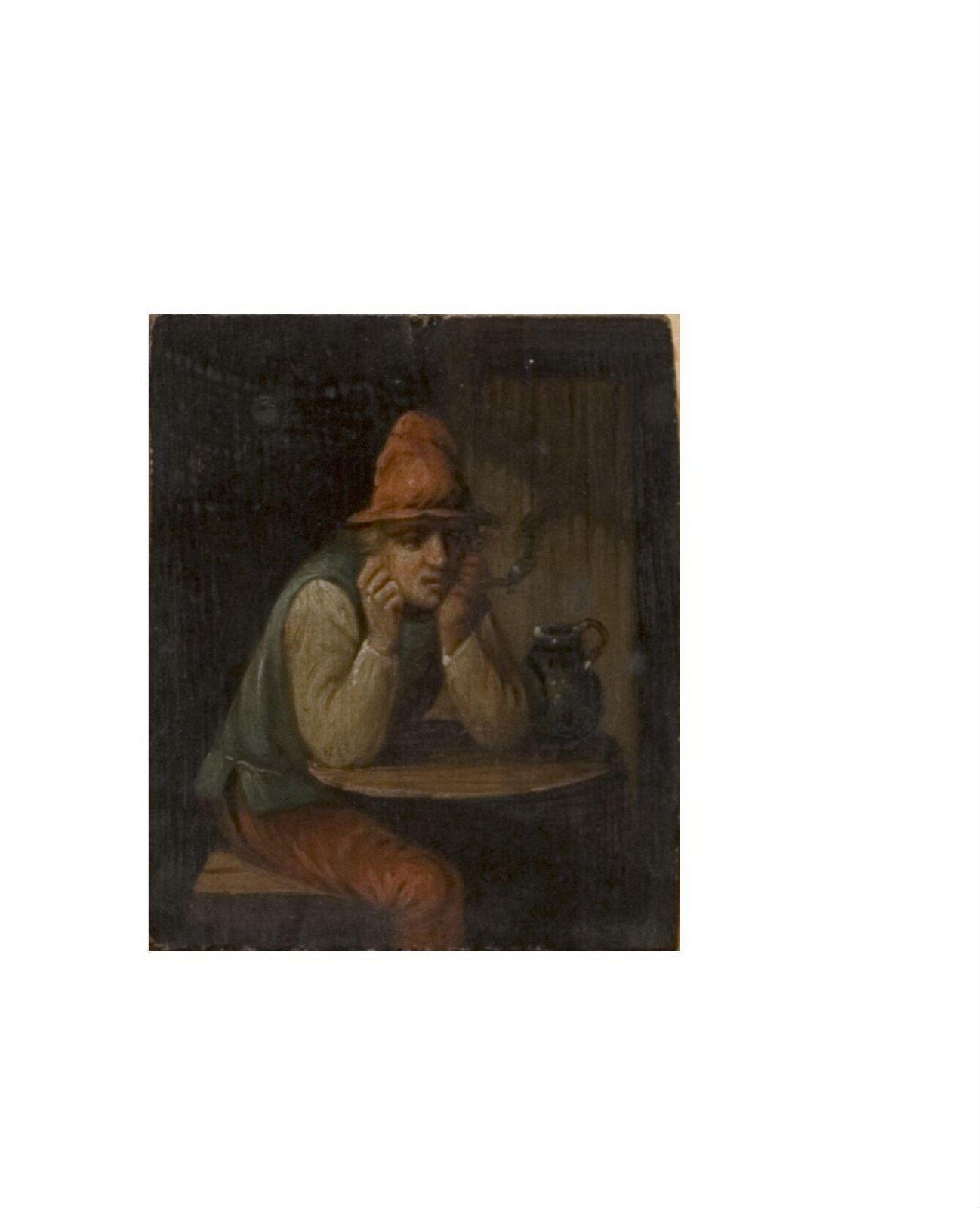 Man in a Red Hat Smoking a Pipe, ca. 1800-ca. 1830