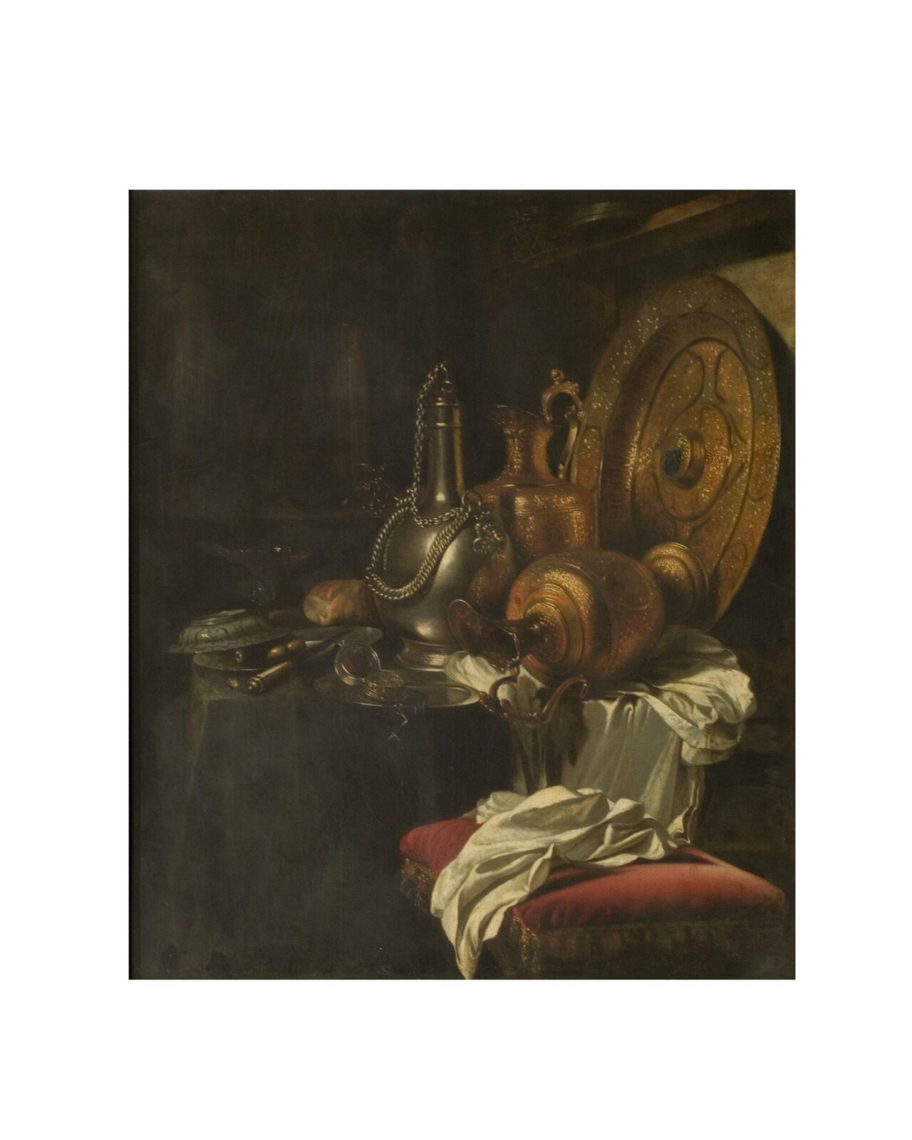 Ewers, Basins and Pilgrim Flask, after Willem Kalf, late 17th century
