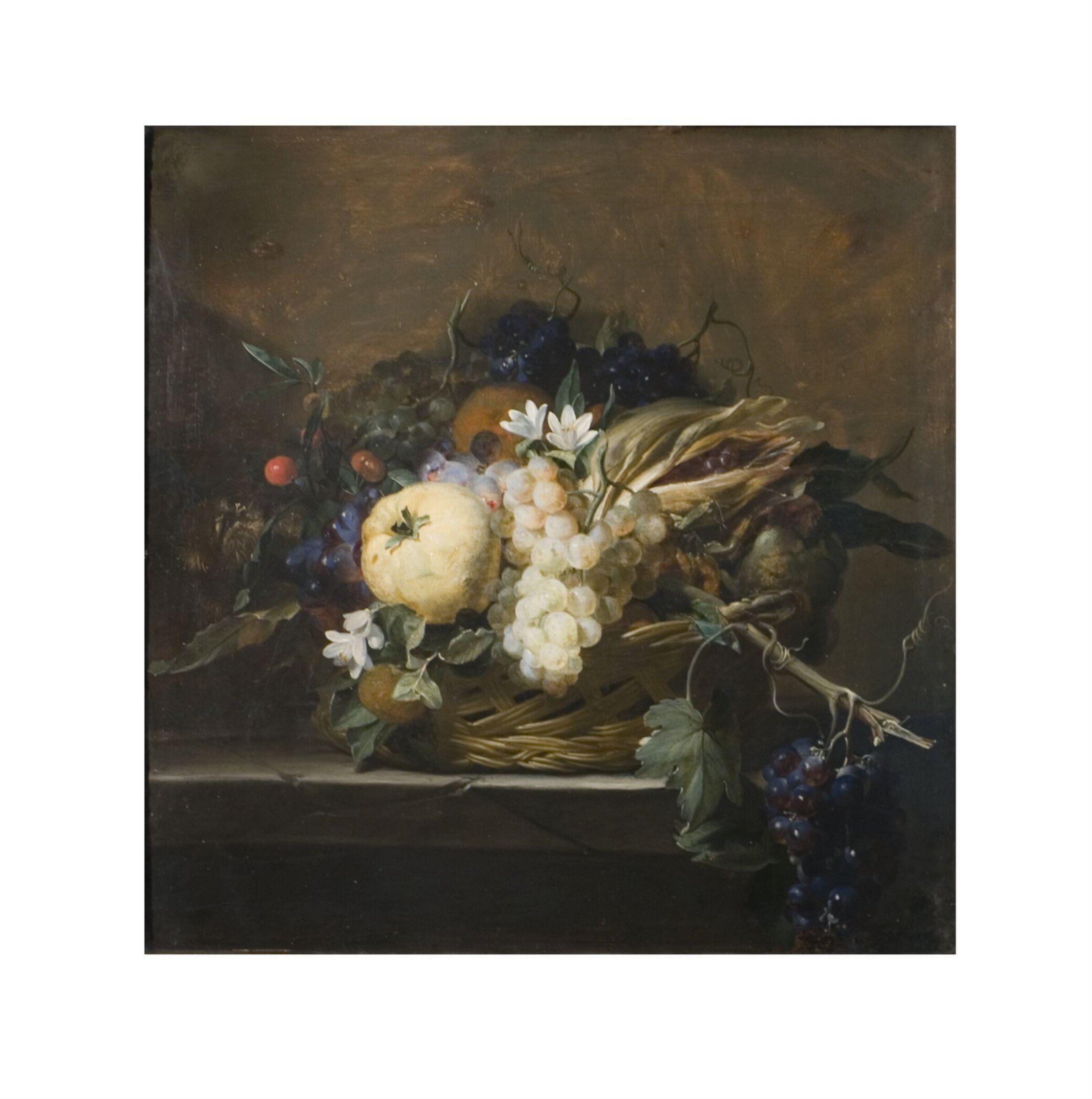 Fruit and Flowers in a Basket, Jan van den Hecke I, ca. 1640-50s