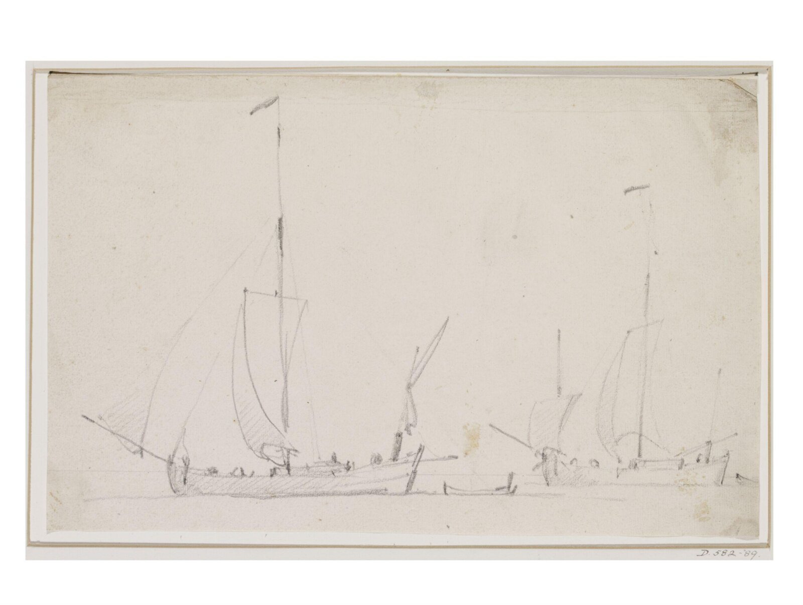 Two galliots before the wind, willem van de velde the younger, 17th century