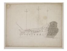 The English ship Happy Return  at anchor; from Astern, port side thumbnail 1