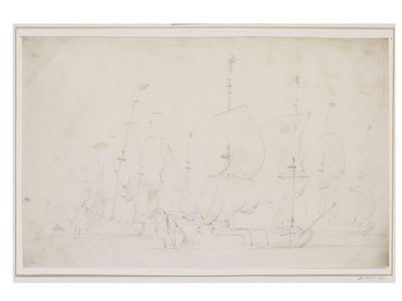 willem van de velde the younger, Three ships in a breeze