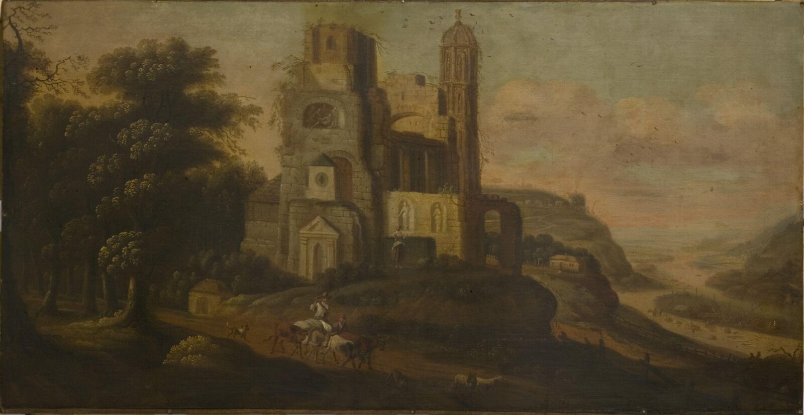 A Capriccio with a tower in a landscape, late 17th century to early 18th century