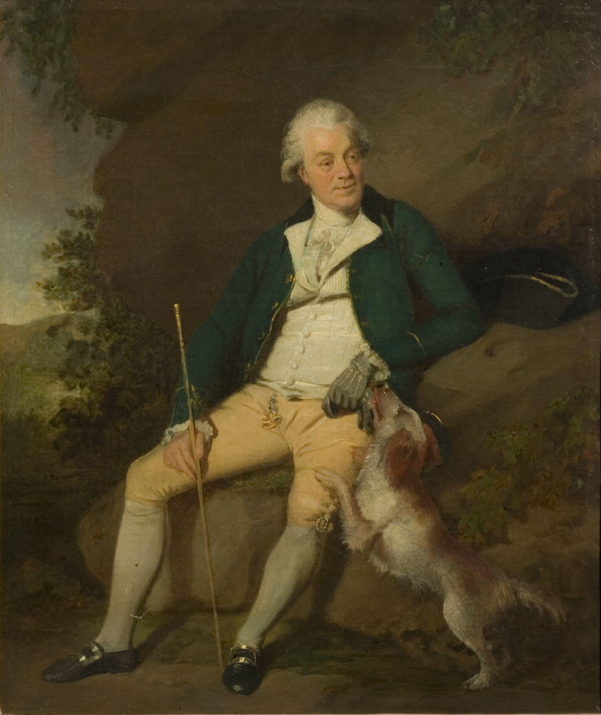 A Seated Man with a Dog; Mr Nicholas, Benjamin Wilson, late 18th century