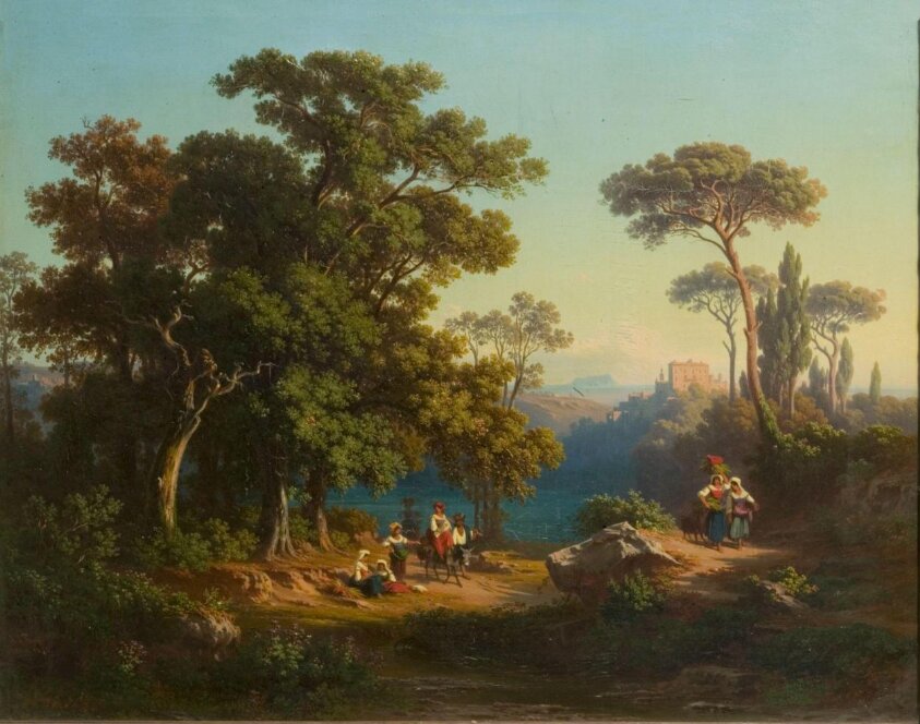 Italian Landscape with Peasants (1855) by Johannes Pieter de Frey