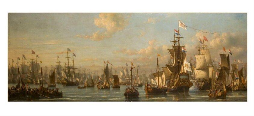 William III Reviewing the Dutch Fleet in 1691 (probably before 1859) by Everhardus Koster