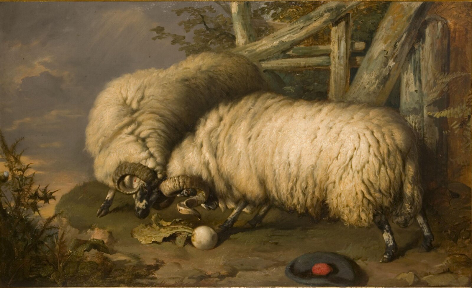 Highland rams fighting, John Frederick Pasmore, ca. 1850