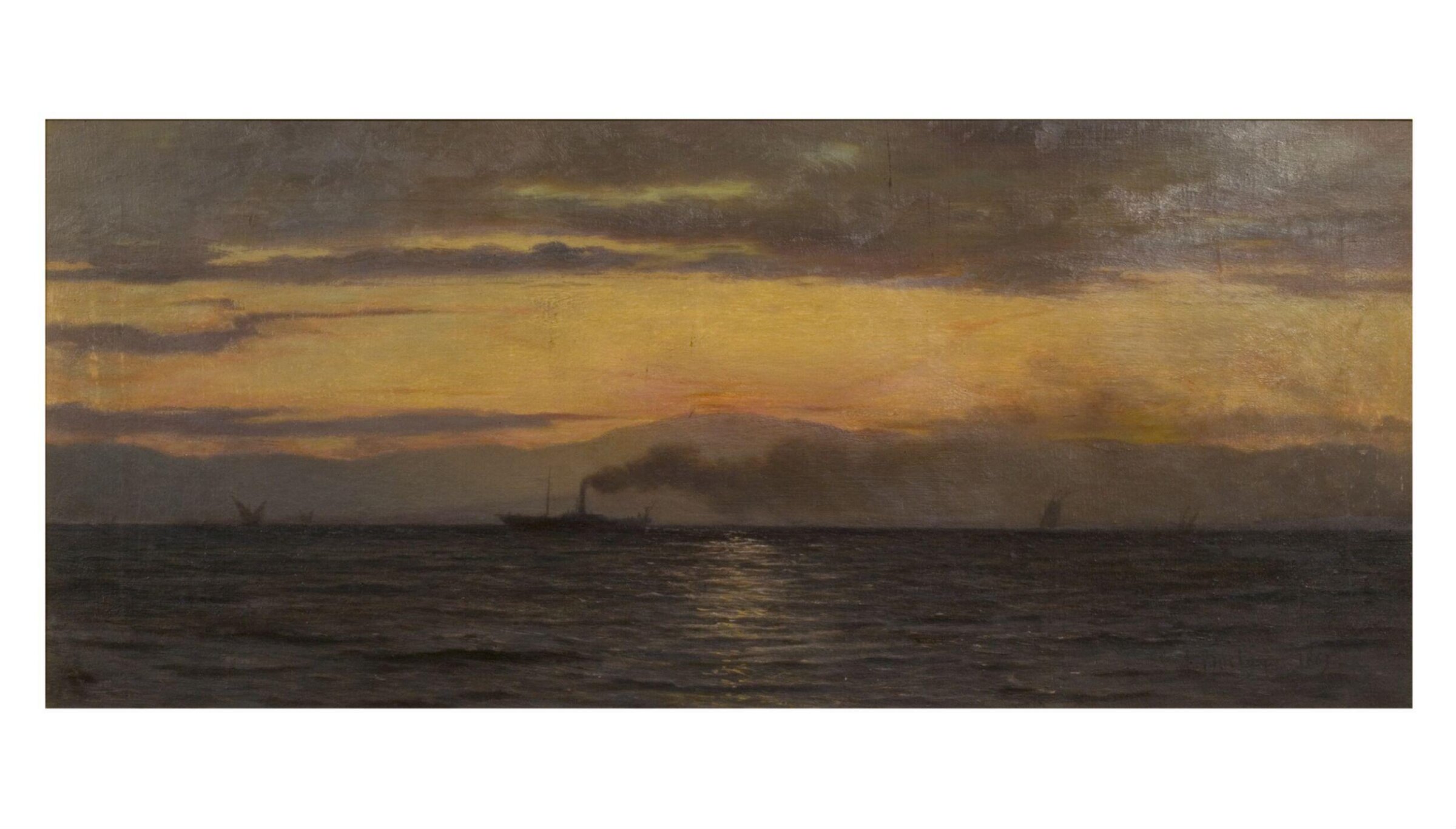 Steamer on Lake Geneva: Evening Effect, François Bocion, 1863